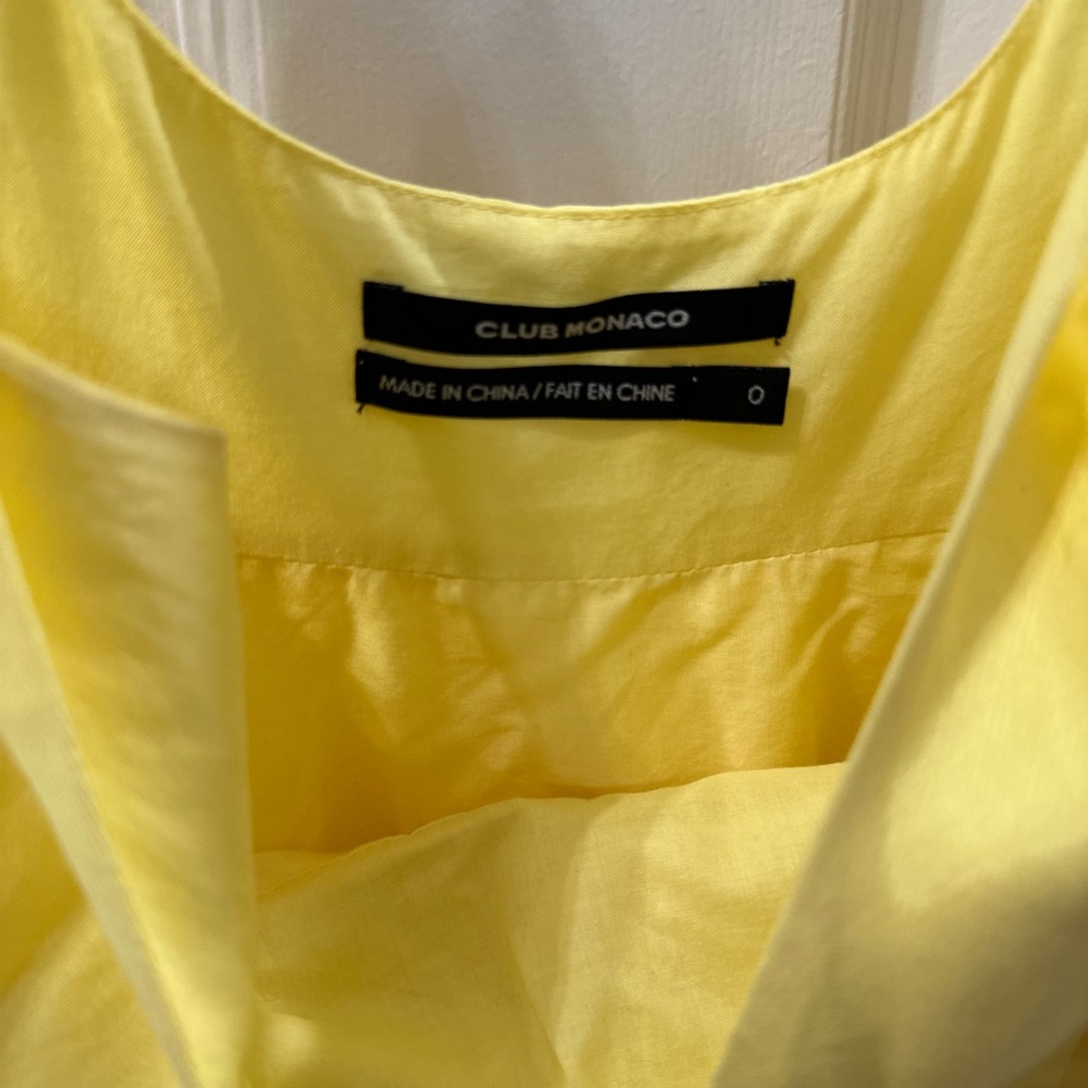 Club Monaco Sunny Yellow Dress with pockets and side zipper